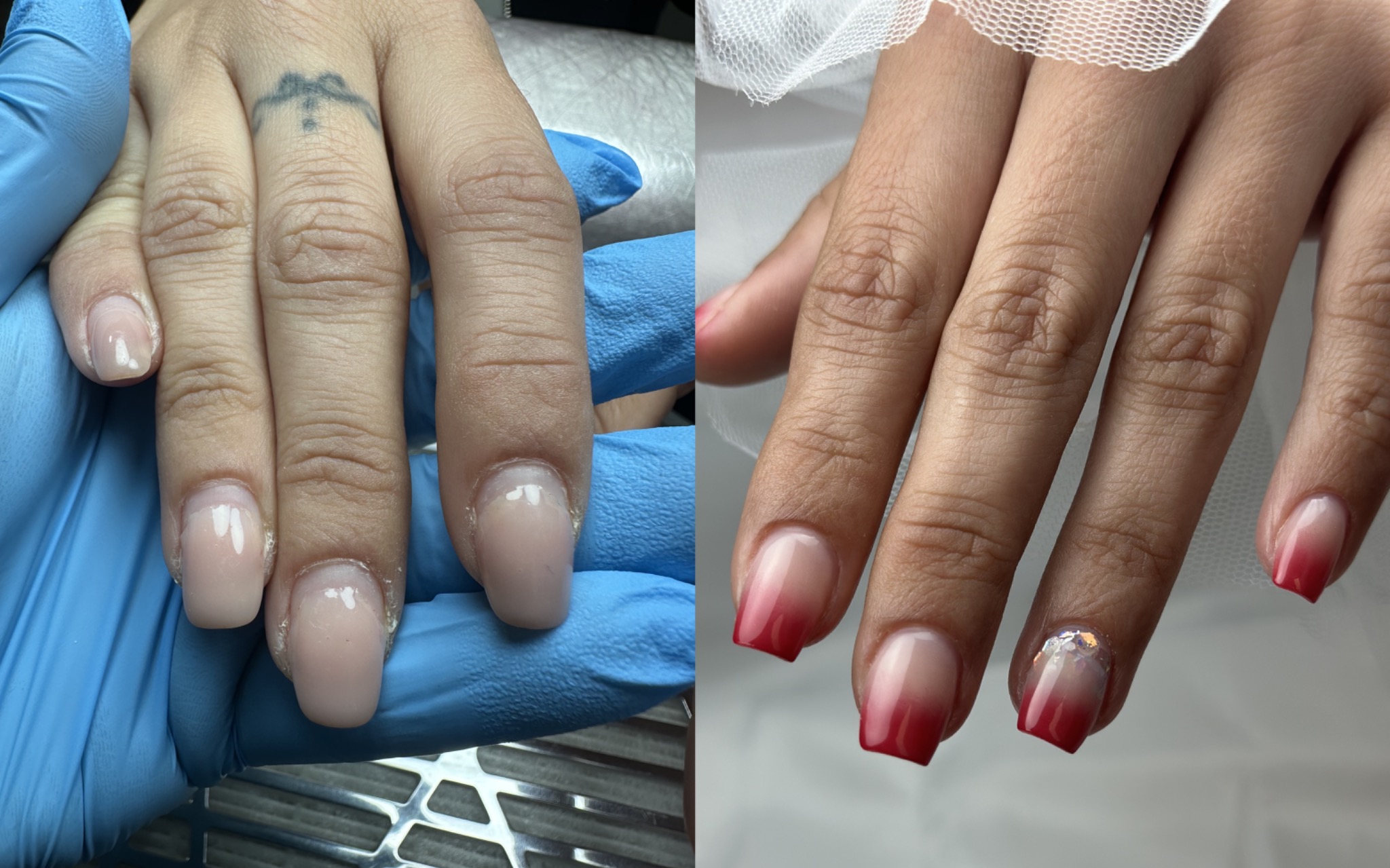 Red ombre manicure